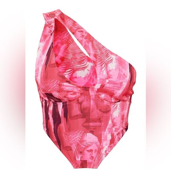 Pretty little thing ONE SHOULDER CUT OUT CORSET top hot pink size 0 - Picture 11 of 12